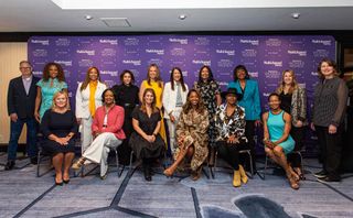 The 2022 Multichannel News Wonder Women of Los Angeles were honored at a gala L.A. TV Week breakfast on June 6. (Top, l. to r.): Kent Gibbons, content director, MCN/B+C/Next TV; Holly Robinson Peete, Woman of Influence; event co-host Darla Miles; honorees Shannon Ryan, Wendy McMahon and Michele Edelman; Carmen Palmer, WICT Network: Southern California Catalyst Award winner; event co-host Pat Harvey; honoree Tricia Melton; and Carmel King, VP, AV Tech and Media & Entertainment Groups, Future. Bottom row (l. to r.): Honorees Lisa Knutson, Sylvia Bugg, Sarah Weidman, Tara DeVeaux, Nikki Love and Jennifer Turner.