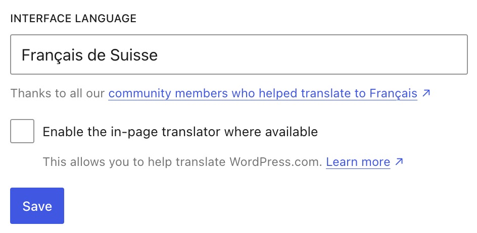 The checkbox for turning on community translation below the "Interface Language" setting.