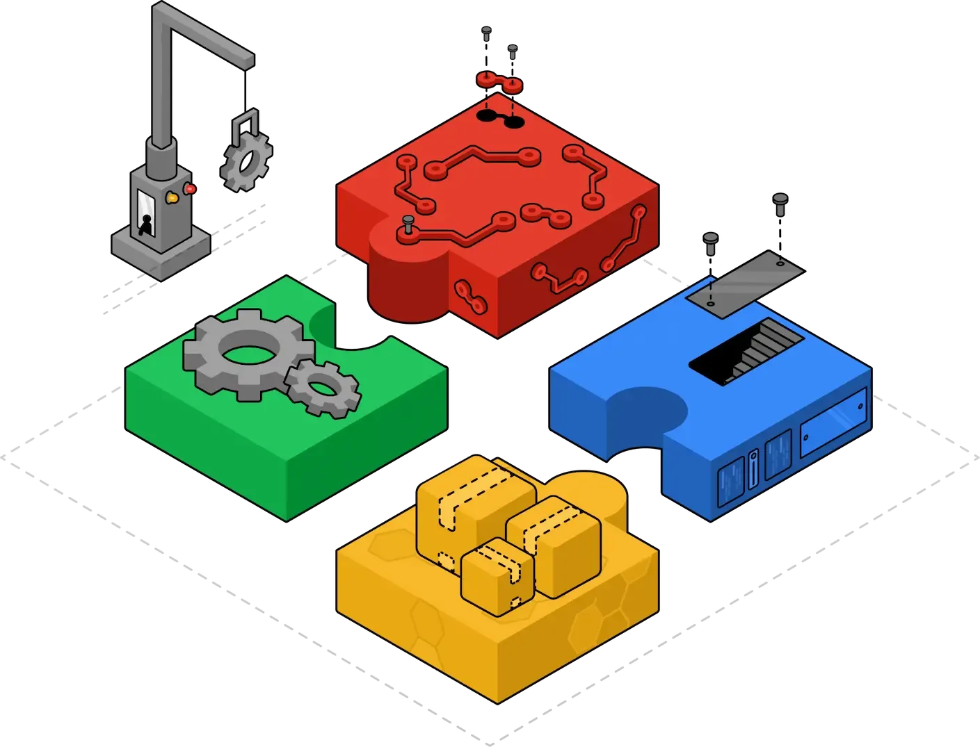 Jigsaw isometric illustration