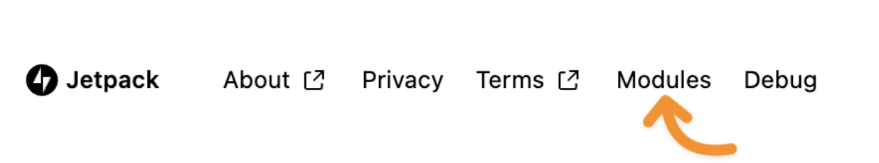 Jetpack Modules link in the footer of the Jetpack dashboard.