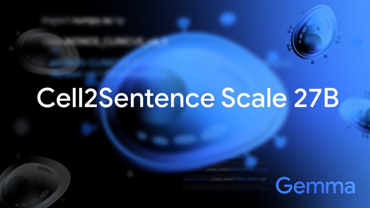 Image has Gemma logo and text reading "Cell 2 Sentence Scale 27B."