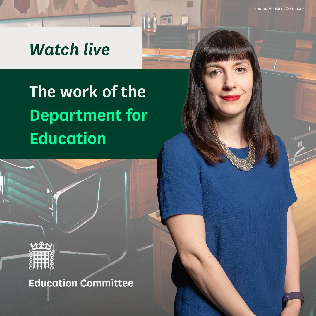 Watch live. The work of the Department for Education. Education Committee