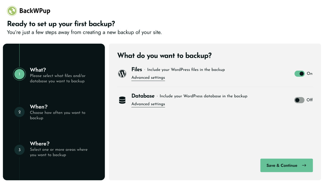WHAT - Choose your backup contents through our intuitive setup wizard