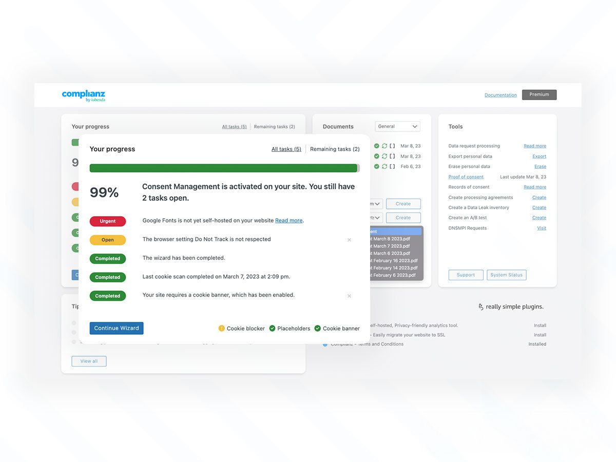 Complianz Dashboard: Your privacy HUB