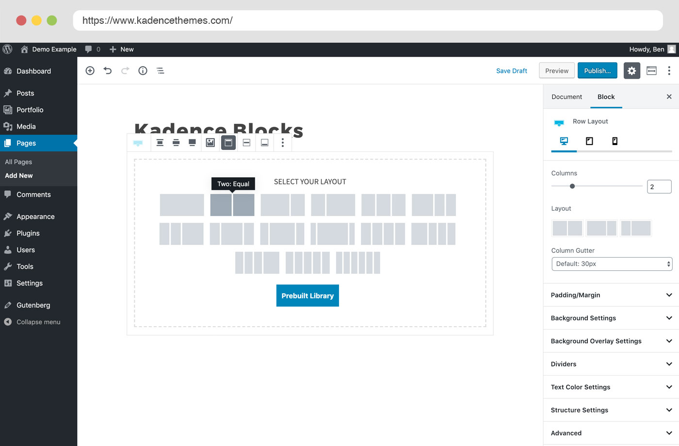Initial Row Layout editing