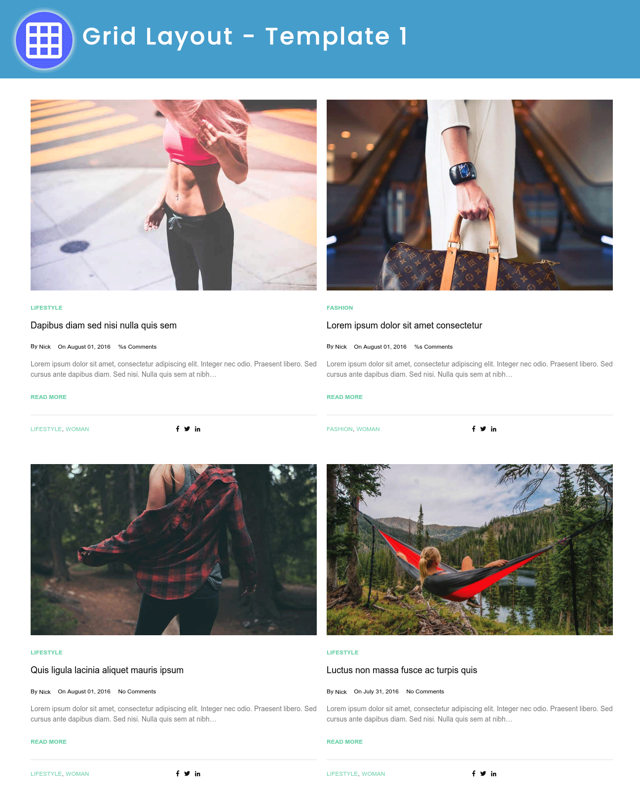 Grid Layout - Template 1 (Front-end output)