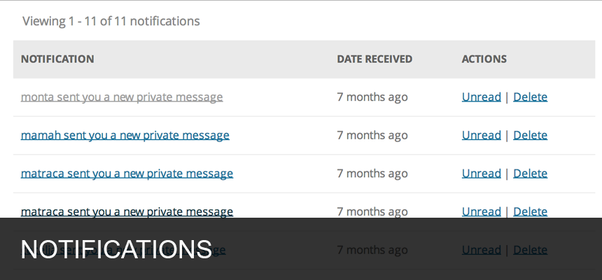 Notifications - Keep your members up-to-date with relevant activity via toolbar and email notifications.