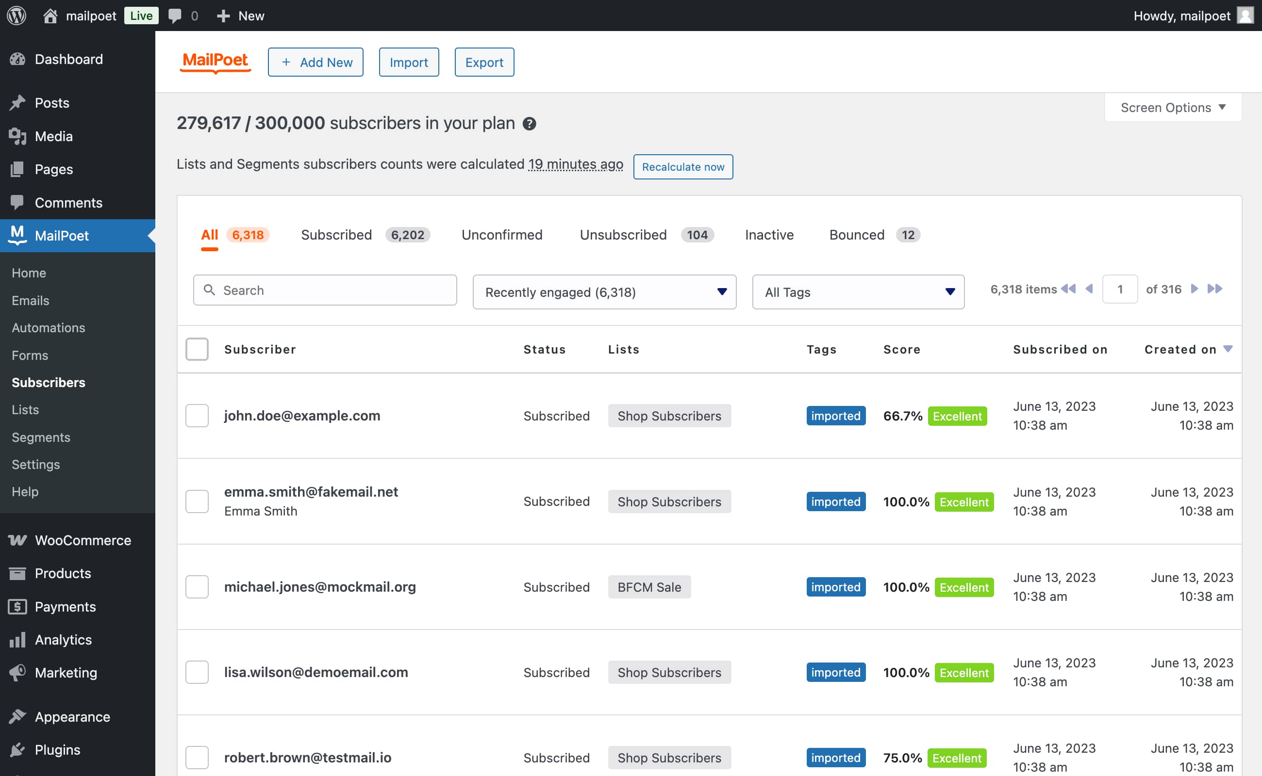 Abonnent import (via en CSV-fil eller direkte fra MailChimp)