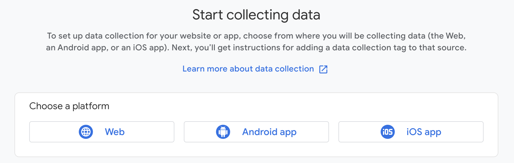 Schermata di impostazione dello stream di dati di Google Analytics