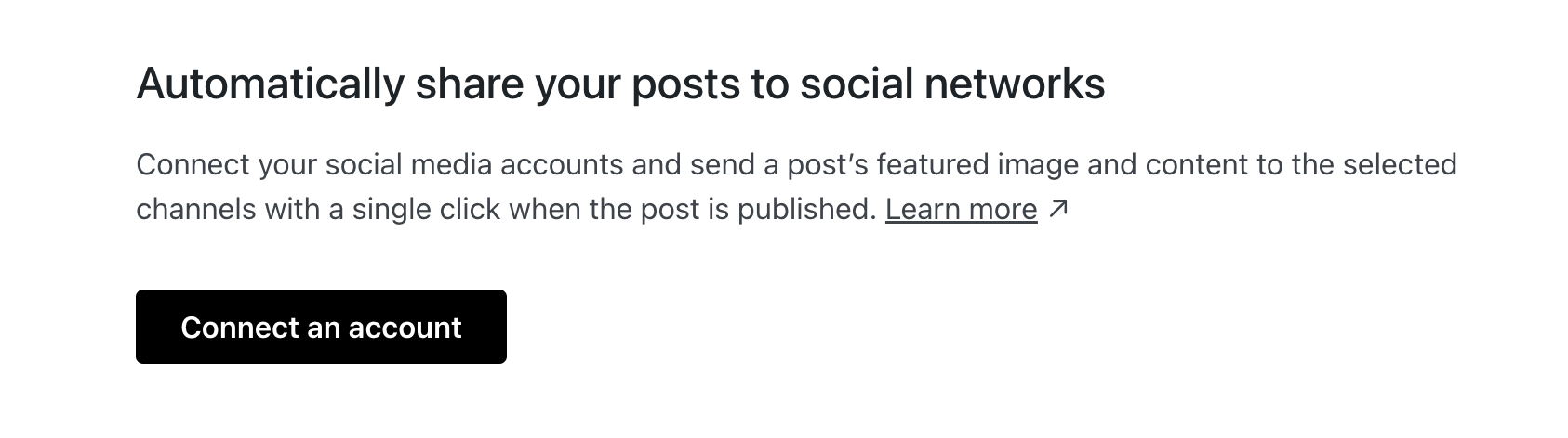L'opzione "Connetti un account" in Jetpack Social.