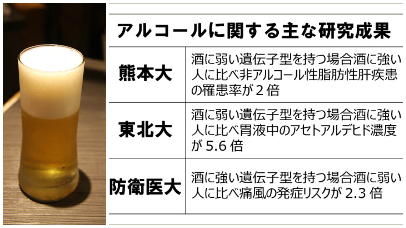 お酒の強い人、弱い人、疾患発症の違いが明らかに。胃がんと痛風はどっち？