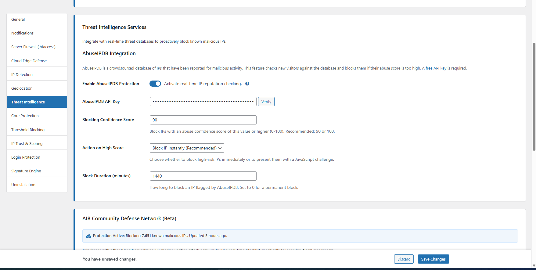 The new AbuseIPDB Api manager.