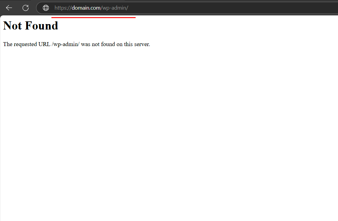 Access Denied: Default wp-admin path is fully secured and hidden from public view.
