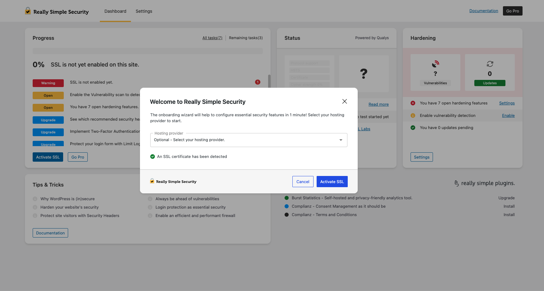 Configuración de 1 minuto con la incorporación de seguridad rápida.