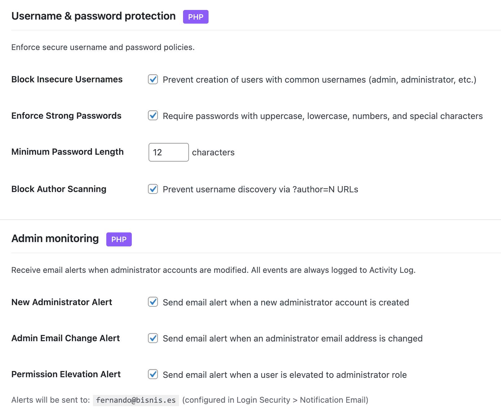 User Security - Complete user protection tools and settings