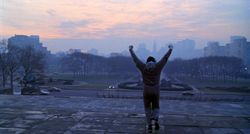 Rocky Balboa (Sylvester Stallone) in una celebre scena
